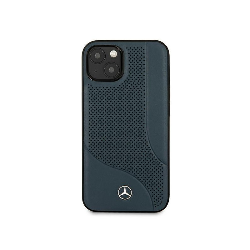 Mercedes Leather Perforated Area dėklas iPhone 13 mini - tamsiai mėlynas