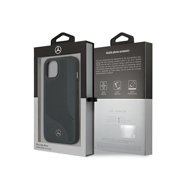 Mercedes Leather Perforated Area dėklas iPhone 13 mini - tamsiai mėlynas