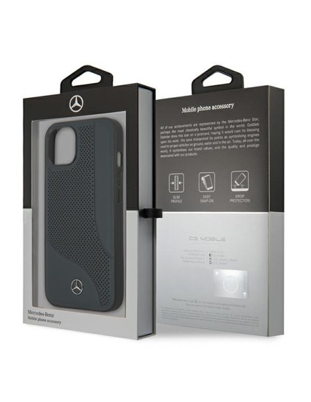 Mercedes Leather Perforated Area dėklas iPhone 13 mini - tamsiai mėlynas Mercedes Leather Perforated Area dėklas iPhone 13 mini - tamsiai mėlynas