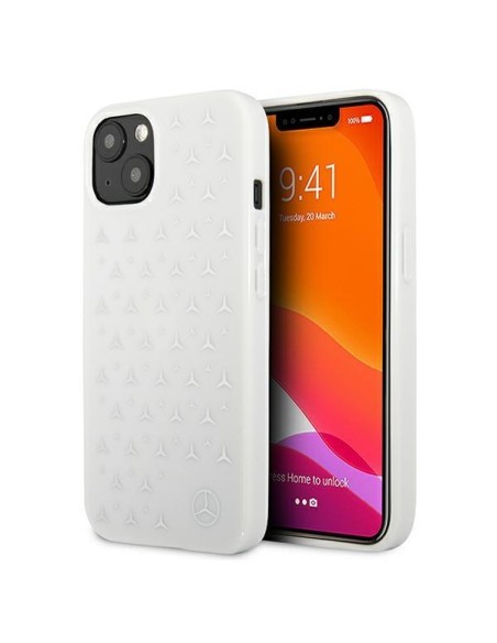 Mercedes Silver Stars Pattern dėklas iPhone 13 mini - baltas Mercedes Silver Stars Pattern dėklas iPhone 13 mini - baltas