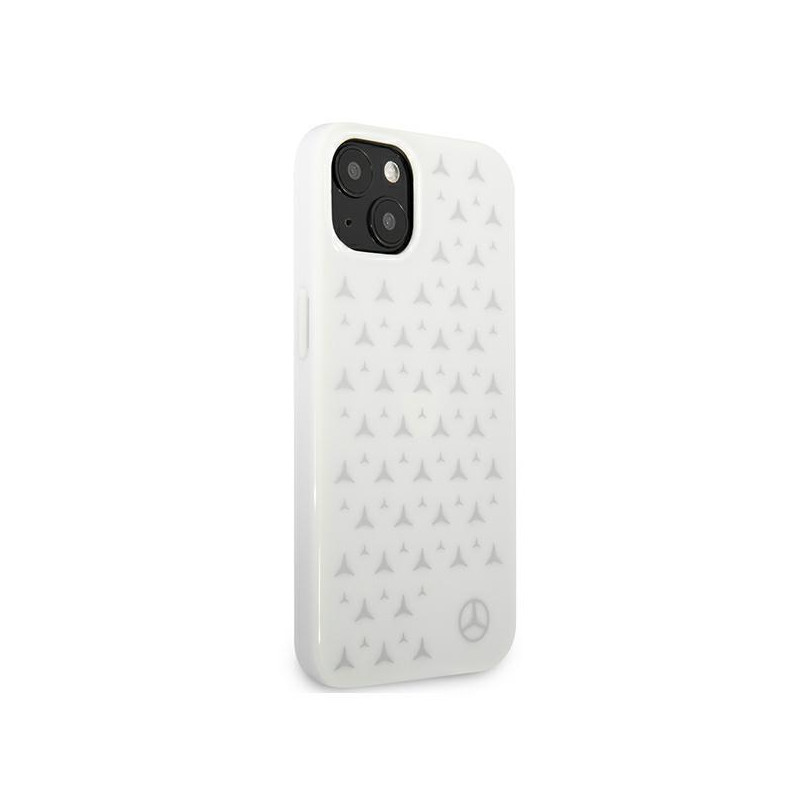 Mercedes Silver Stars Pattern dėklas iPhone 13 mini - baltas