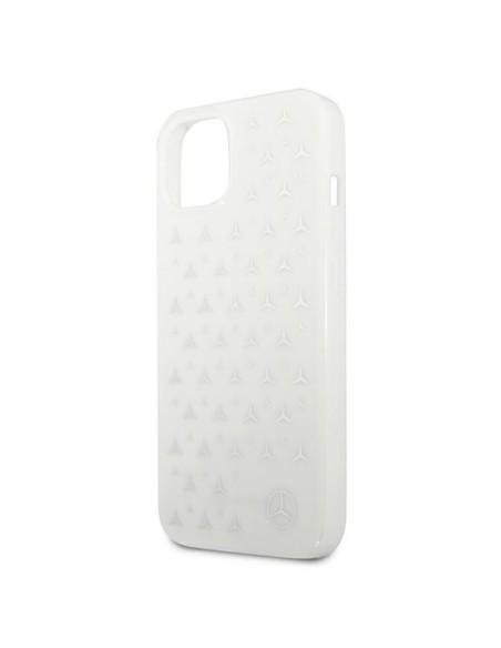 Mercedes Silver Stars Pattern dėklas iPhone 13 mini - baltas Mercedes Silver Stars Pattern dėklas iPhone 13 mini - baltas