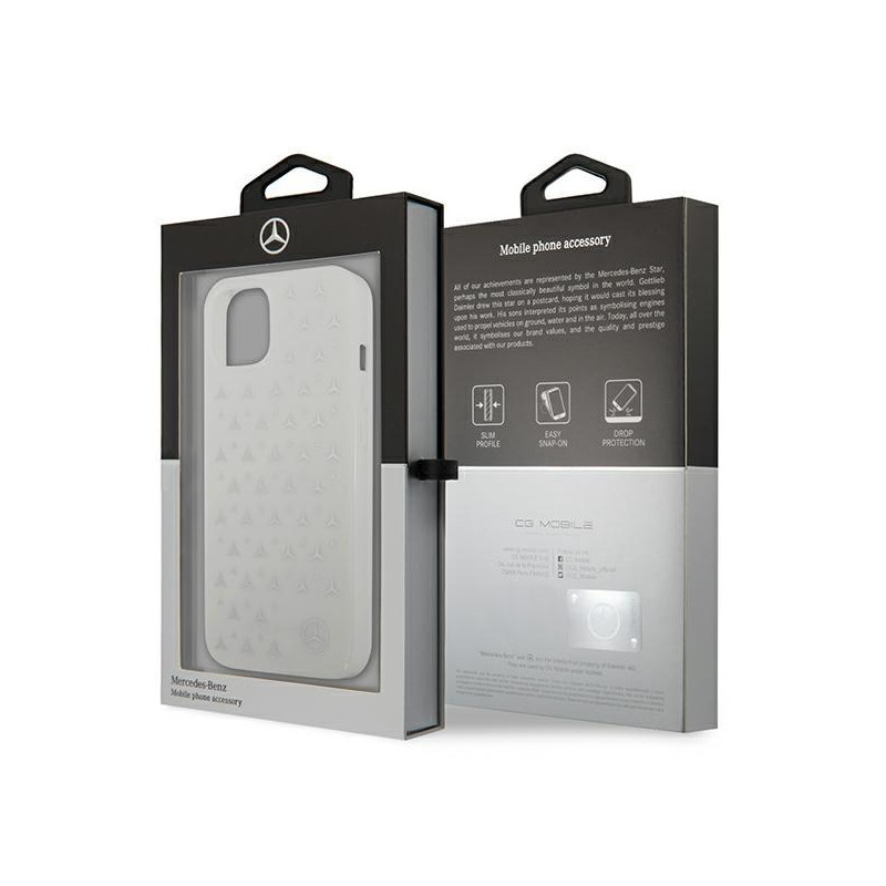 Mercedes Silver Stars Pattern dėklas iPhone 13 mini - baltas