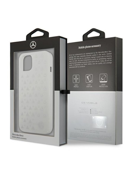 Mercedes Silver Stars Pattern dėklas iPhone 13 mini - baltas Mercedes Silver Stars Pattern dėklas iPhone 13 mini - baltas