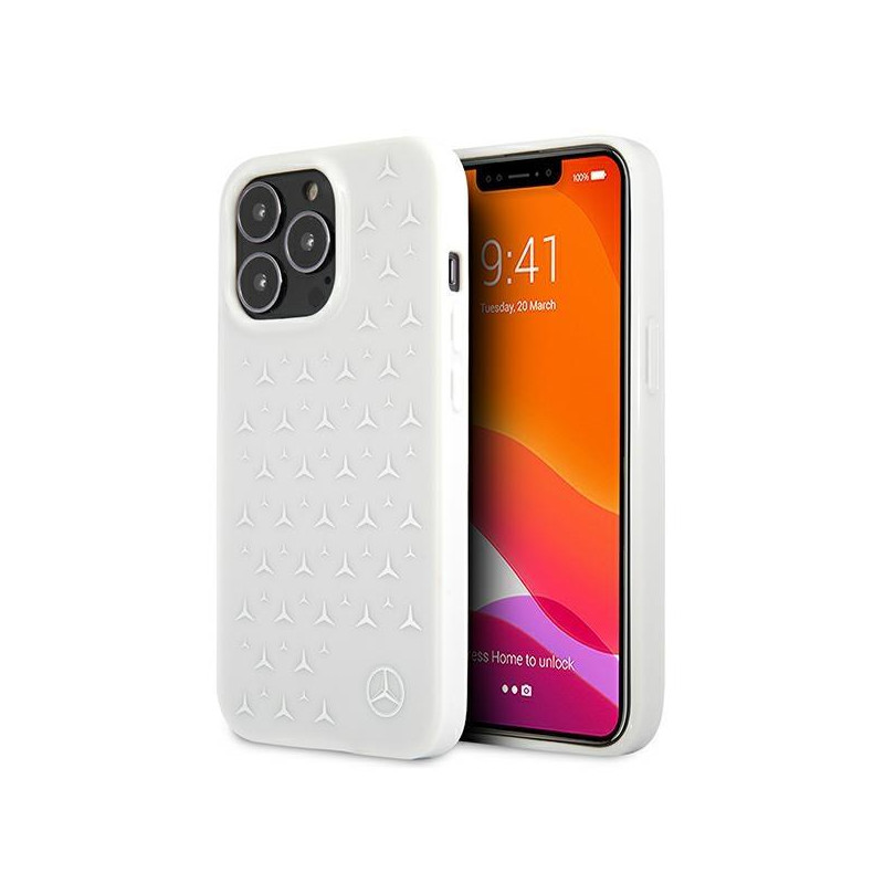 Mercedes Silver Stars Pattern dėklas, skirtas iPhone 13 Pro Max - baltas