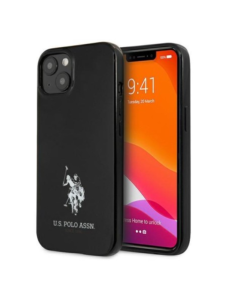 JAV Polo Assn byla Horses Logotipas iPhone 13 - juodas JAV Polo Assn byla Horses Logotipas iPhone 13 - juodas