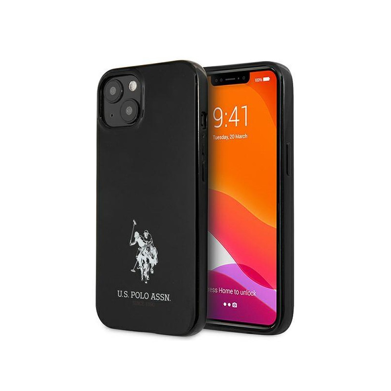 JAV Polo Assn byla Horses Logotipas iPhone 13 mini - juodas JAV Polo Assn byla Horses Logotipas iPhone 13 mini - juodas
