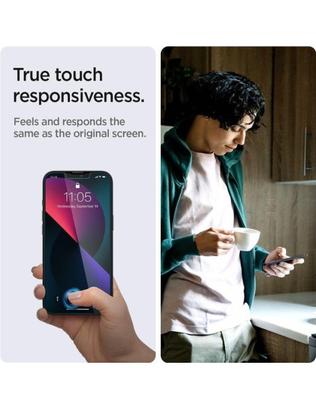Spigen Glas.tR EZ Fit Privacy Tempered Glass skirtas iPhone 13 / 13 Pro / 14 - 2 vnt. Spigen Glas.tR EZ Fit Privacy Tempered Glass skirtas iPhone 13 / 13 Pro / 14 - 2 vnt.