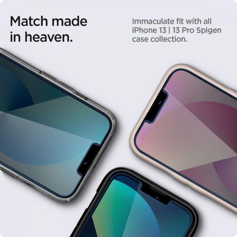 Spigen Glas.tR EZ Fit Privacy Tempered Glass skirtas iPhone 13 / 13 Pro / 14 - 2 vnt.