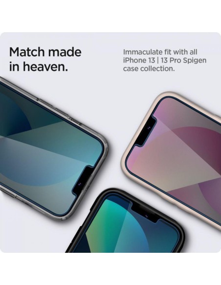 Spigen Glas.tR EZ Fit Privacy Tempered Glass skirtas iPhone 13 / 13 Pro / 14 - 2 vnt. Spigen Glas.tR EZ Fit Privacy Tempered Glass skirtas iPhone 13 / 13 Pro / 14 - 2 vnt.