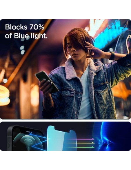 Spigen Glas.tR EZ Fit AntiBlue grūdintas stiklas iPhone 13 / 13 Pro / 14 - 2 vnt. Spigen Glas.tR EZ Fit AntiBlue grūdintas stiklas iPhone 13 / 13 Pro / 14 - 2 vnt.