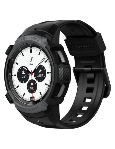 Spigen Rugged Armor Pro dėklas su dirželiu, skirtas Samsung Galaxy Watch 4 Classic 42 mm - pilkas