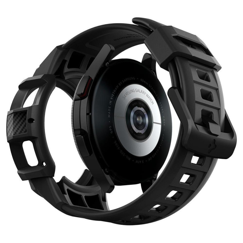 Spigen Rugged Armor Pro dėklas su dirželiu, skirtas Samsung Galaxy Watch 4 Classic 42 mm - pilkas