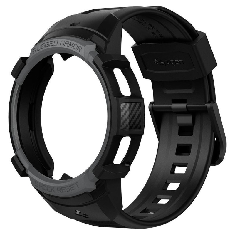 Spigen Rugged Armor Pro dėklas su dirželiu, skirtas Samsung Galaxy Watch 4 Classic 42 mm - pilkas