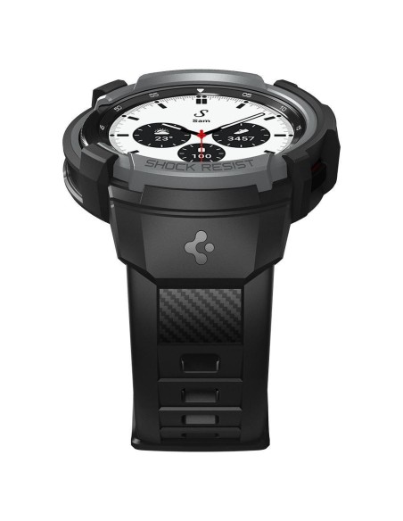 Spigen Rugged Armor Pro dėklas su dirželiu, skirtas Samsung Galaxy Watch 4 Classic 42 mm - pilkas