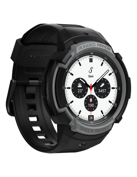 Spigen Rugged Armor Pro dėklas su dirželiu, skirtas Samsung Galaxy Watch 4 Classic 42 mm - pilkas