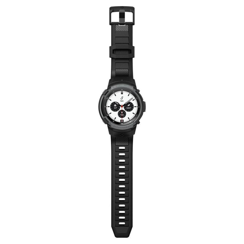 Spigen Rugged Armor Pro dėklas su dirželiu, skirtas Samsung Galaxy Watch 4 Classic 42 mm - pilkas