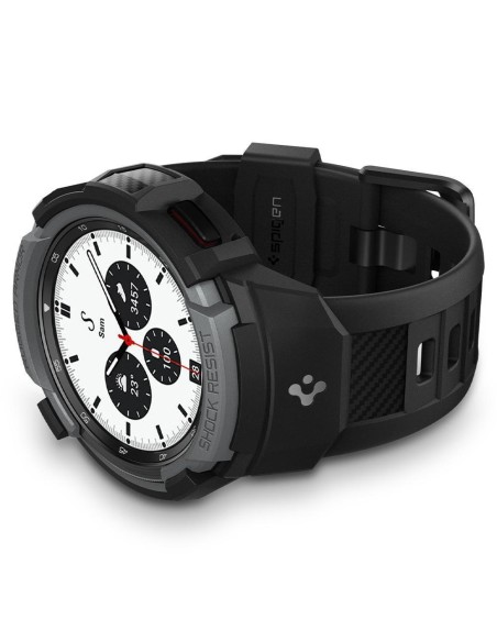 Spigen Rugged Armor Pro dėklas su dirželiu, skirtas Samsung Galaxy Watch 4 Classic 42 mm - pilkas