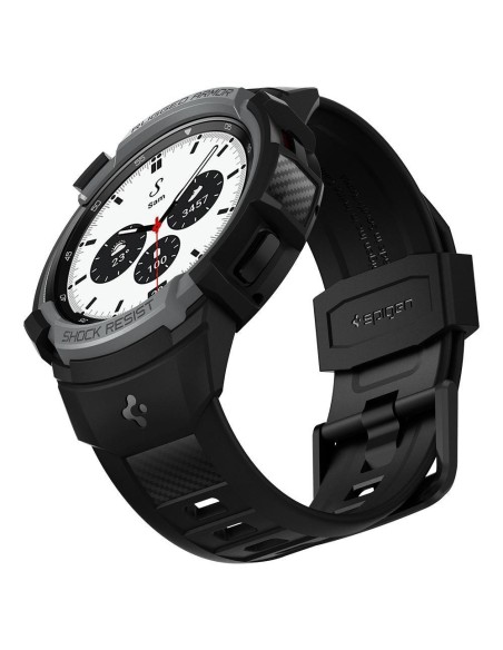 Spigen Rugged Armor Pro dėklas su dirželiu, skirtas Samsung Galaxy Watch 4 Classic 42 mm - pilkas