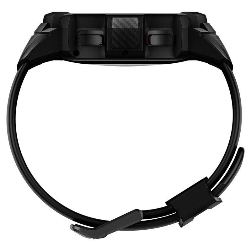 Spigen Rugged Armor Pro dėklas su dirželiu, skirtas Samsung Galaxy Watch 4 Classic 46 mm - matinė juoda