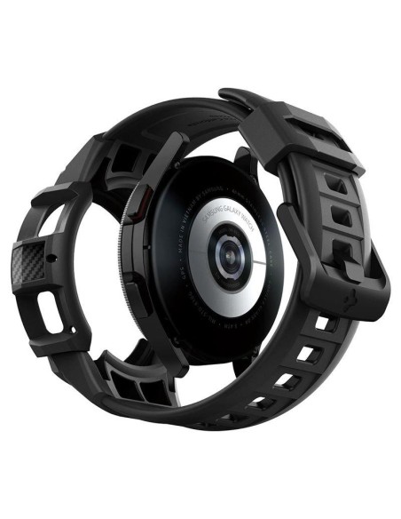 Spigen Rugged Armor Pro dėklas su dirželiu, skirtas Samsung Galaxy Watch 4 Classic 46 mm - matinė juoda