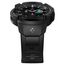 Spigen Rugged Armor Pro dėklas su dirželiu, skirtas Samsung Galaxy Watch 4 Classic 46 mm - matinė juoda