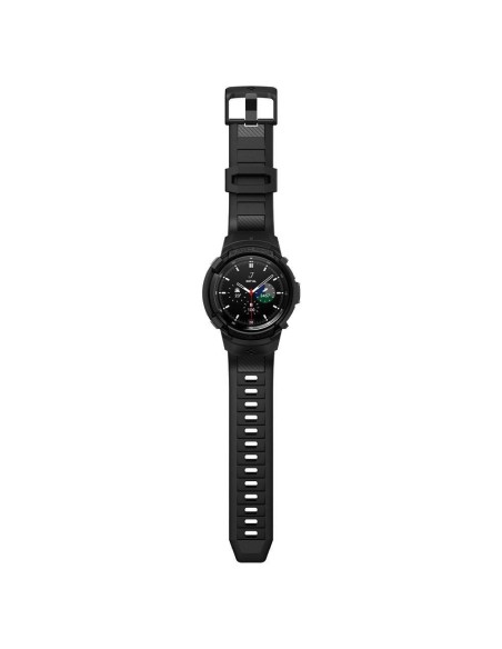 Spigen Rugged Armor Pro dėklas su dirželiu, skirtas Samsung Galaxy Watch 4 Classic 46 mm - matinė juoda