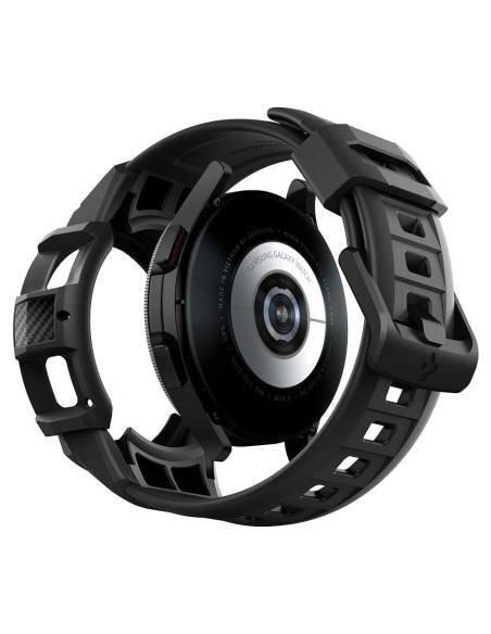 Spigen Rugged Armor Pro dėklas su dirželiu, skirtas Samsung Galaxy Watch 4 Classic 46 mm - matinė juoda