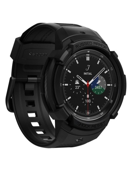 Spigen Rugged Armor Pro dėklas su dirželiu, skirtas Samsung Galaxy Watch 4 Classic 46 mm - matinė juoda