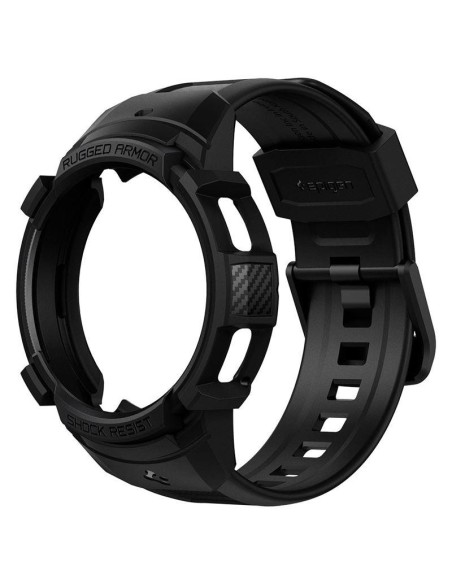 Spigen Rugged Armor Pro dėklas su dirželiu, skirtas Samsung Galaxy Watch 4 Classic 46 mm - matinė juoda