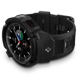 Spigen Rugged Armor Pro dėklas su dirželiu, skirtas Samsung Galaxy Watch 4 Classic 46 mm - matinė juoda
