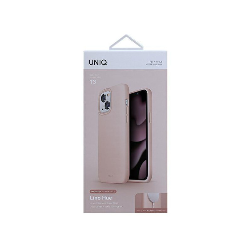 UNIQ Lino Hue MagSafe dėklas iPhone 13 - rožinis