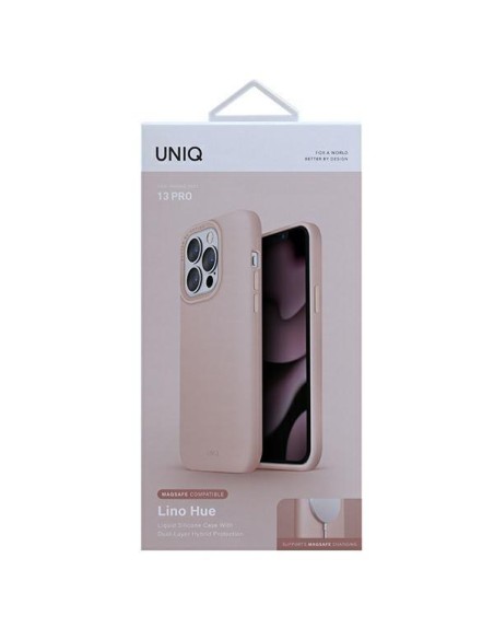 UNIQ Lino Hue MagSafe dėklas, skirtas iPhone 13 Pro / iPhone 13 - rožinis UNIQ Lino Hue MagSafe dėklas, skirtas iPhone 13 Pro / iPhone 13 - rožinis