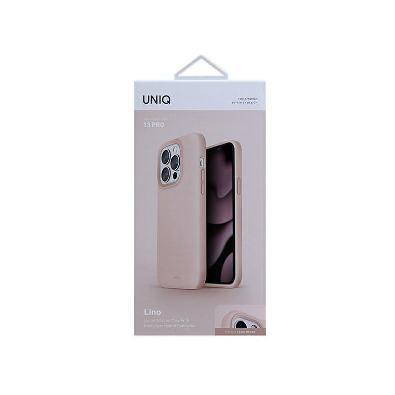Uniq Lino dėklas skirtas iPhone 13 Pro / iPhone 13 - rožinis