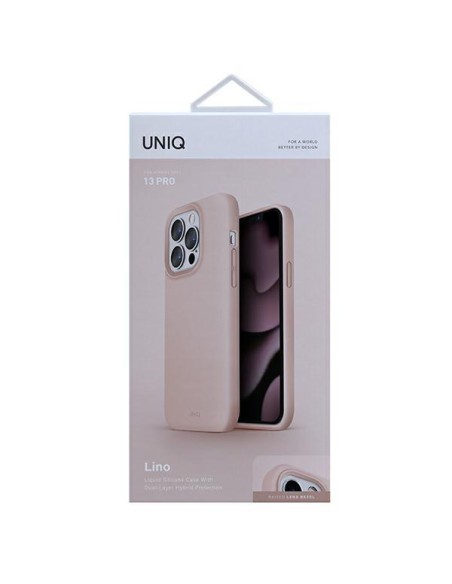 Uniq Lino dėklas skirtas iPhone 13 Pro / iPhone 13 - rožinis Uniq Lino dėklas skirtas iPhone 13 Pro / iPhone 13 - rožinis