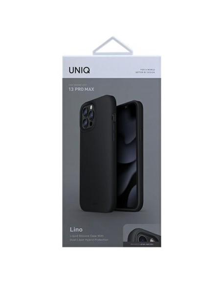 Uniq Lino dėklas, skirtas iPhone 13 Pro Max - juodas Uniq Lino dėklas, skirtas iPhone 13 Pro Max - juodas