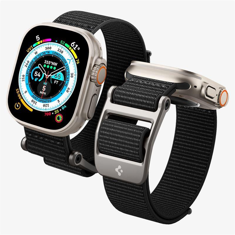 Spigen DuraPro Flex dirželis, skirtas Apple Watch 4/ 5/ 6/ 7/ 8/ 9/ SE/ Ultra (42/ 44/ 45/ 49 mm) – juodas