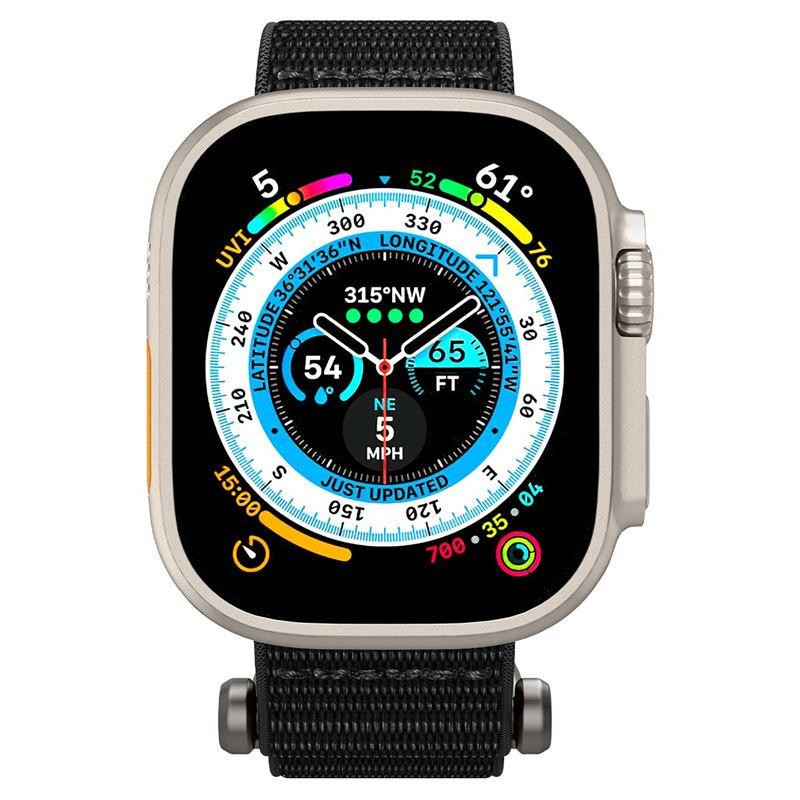 Spigen DuraPro Flex dirželis, skirtas Apple Watch 4/ 5/ 6/ 7/ 8/ 9/ SE/ Ultra (42/ 44/ 45/ 49 mm) – juodas