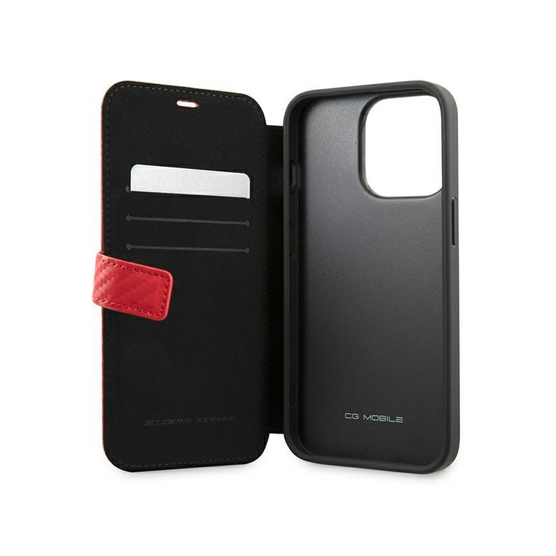 Ferrari On Track Carbon Stripe dėklas, skirtas iPhone 13 Pro Max - raudonas