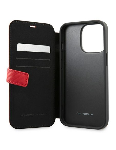 Ferrari On Track Carbon Stripe dėklas, skirtas iPhone 13 Pro Max - raudonas