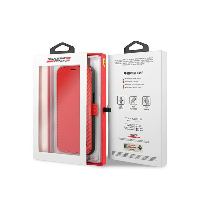 Ferrari On Track Carbon Stripe dėklas, skirtas iPhone 13 Pro Max - raudonas