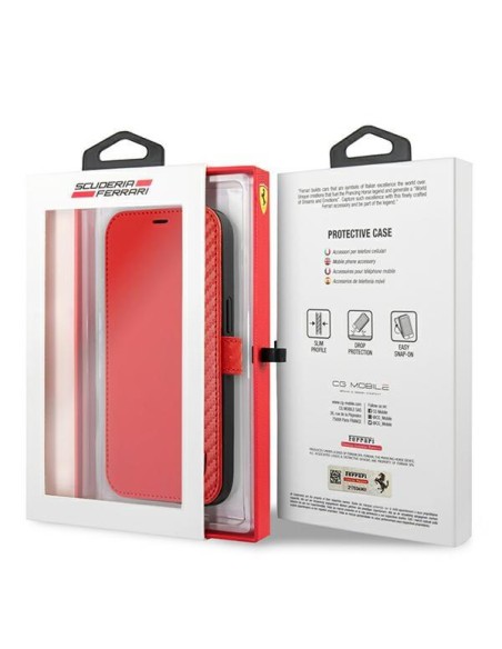 Ferrari On Track Carbon Stripe dėklas, skirtas iPhone 13 Pro Max - raudonas