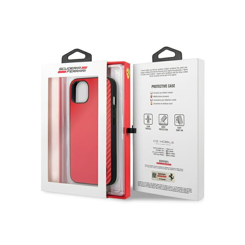 Ferrari On Track Carbon Stripe dėklas iPhone 13 mini - raudonas