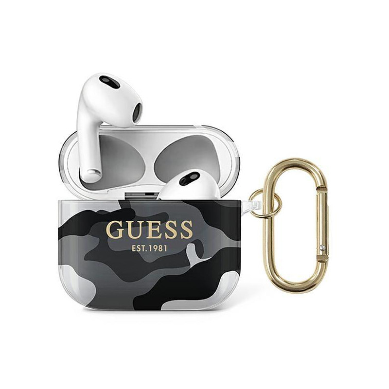Guess Camo Collection dėklas, skirtas AirPods 3 - juodas