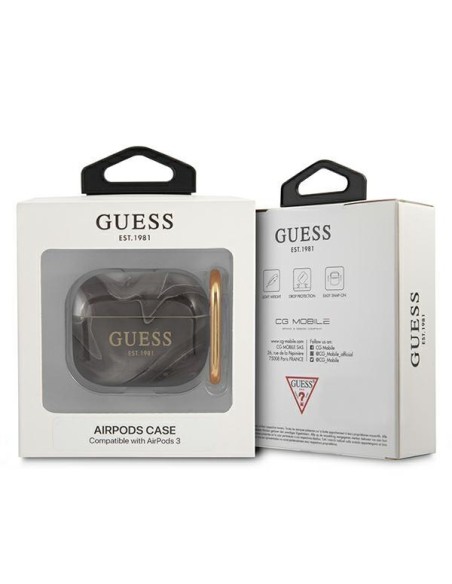 Guess Marble Collection dėklas, skirtas AirPods 3 – juodas Guess Marble Collection dėklas, skirtas AirPods 3 – juodas