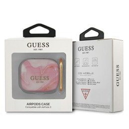 Guess Marble Collection dėklas, skirtas AirPods 3 – rožinis