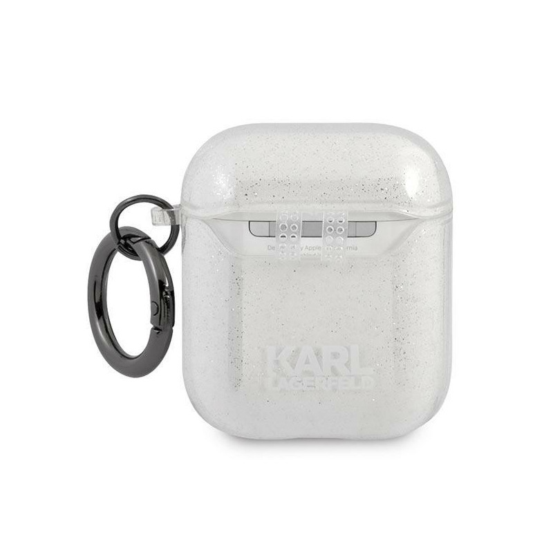 Karl Lagerfeld Glitter Karl& 39 s Head dėklas, skirtas AirPods 1/ 2 – sidabrinis