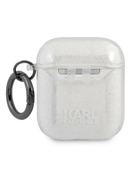 Karl Lagerfeld Glitter Karl& 39 s Head dėklas, skirtas AirPods 1/ 2 – sidabrinis Karl Lagerfeld Glitter Karl& 39 s Head dėklas, skirtas AirPods 1/ 2 – sidabrinis