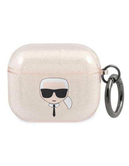 Karl Lagerfeld Glitter Karl& 39 s Head dėklas, skirtas AirPods 3 – auksinis