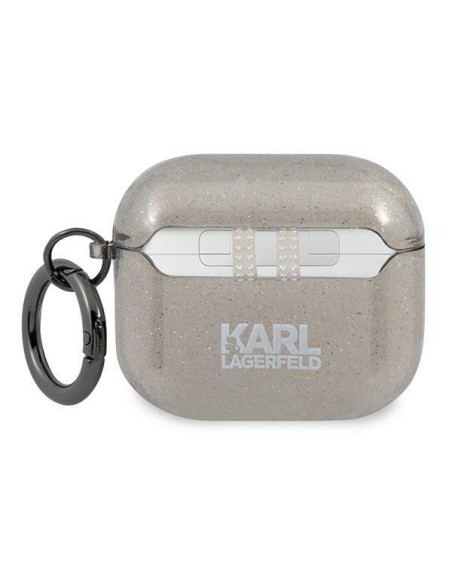 Karl Lagerfeld Glitter Karl& 39 s Head dėklas, skirtas AirPods 3 – juodas